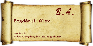 Bogdányi Alex névjegykártya